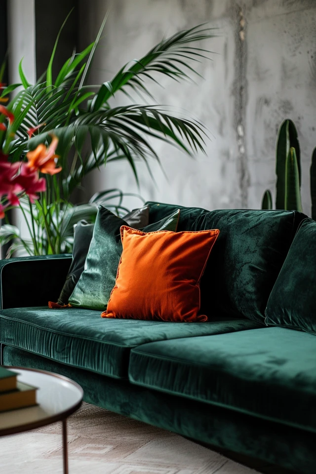 Balancing Out a Black Velvet Sofa