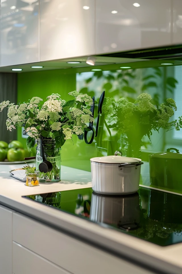 Vintage Green Shiplap Wood Backsplash