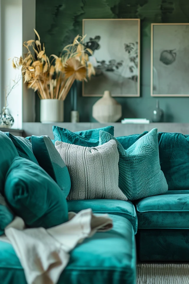 Ideas for incorporating teal and gray into your living room