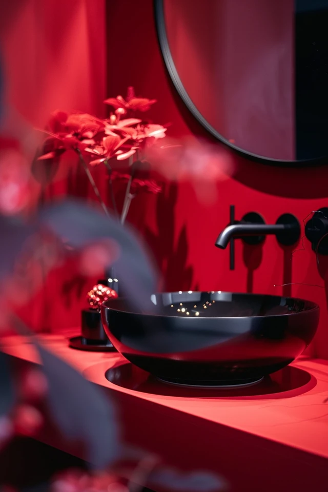 Bold Red Walls and Tiles