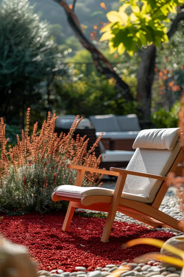 Decorative Landscaping with Red Mulch