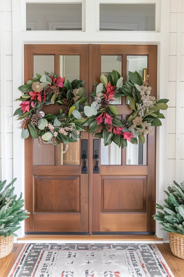 Chic Double Door Wreath Ideas for Entryway Charm