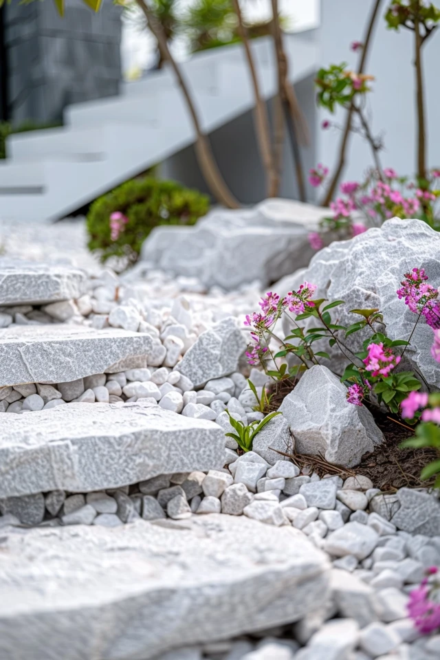 Stunning White Marble Rock Landscaping Ideas