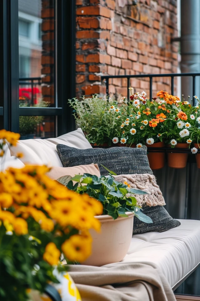 Privacy Planters and Outdoor Umbrellas for Apartment Patio Privacy