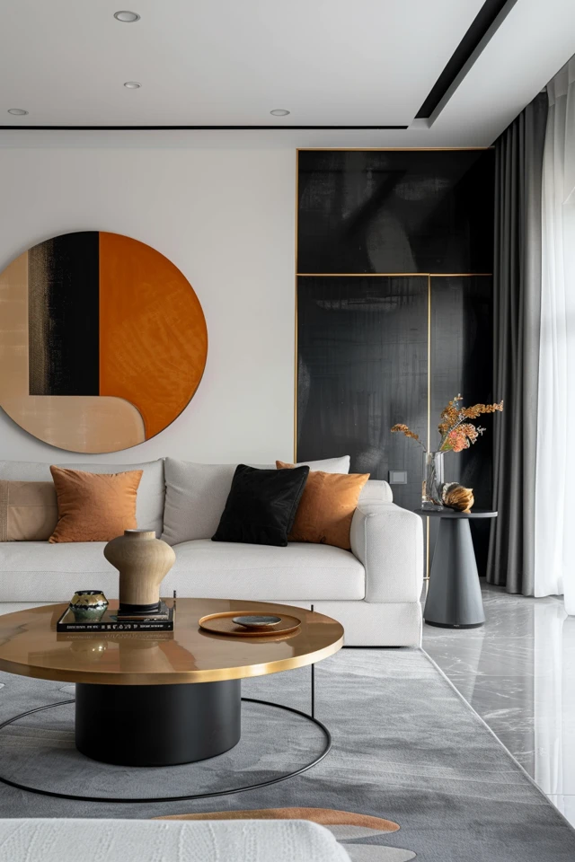 Elegant Black, White & Gold Living Room Inspirations