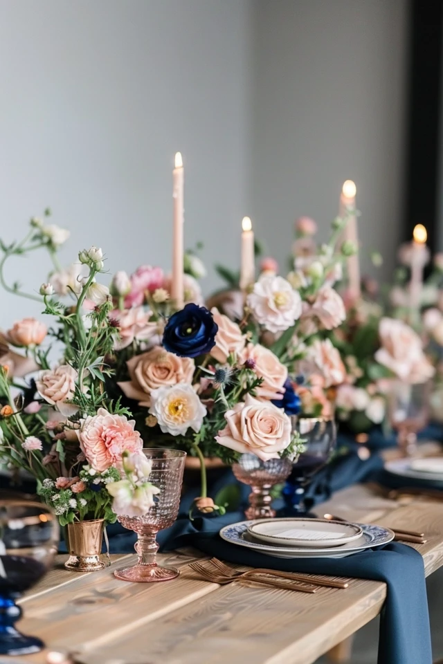 Navy and Blush Wedding Table Ideas for Chic Decor