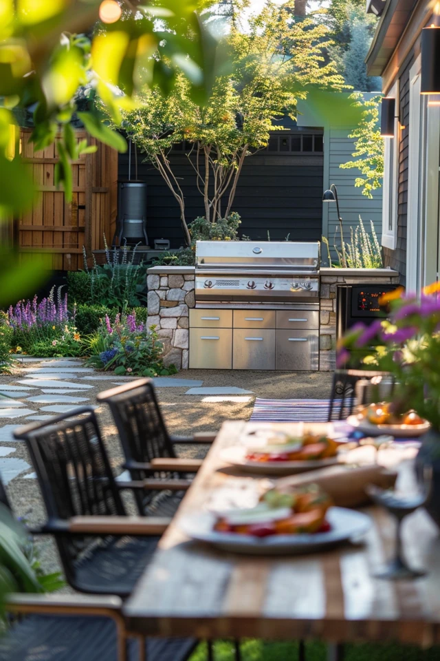 Long Modern BBQ Area