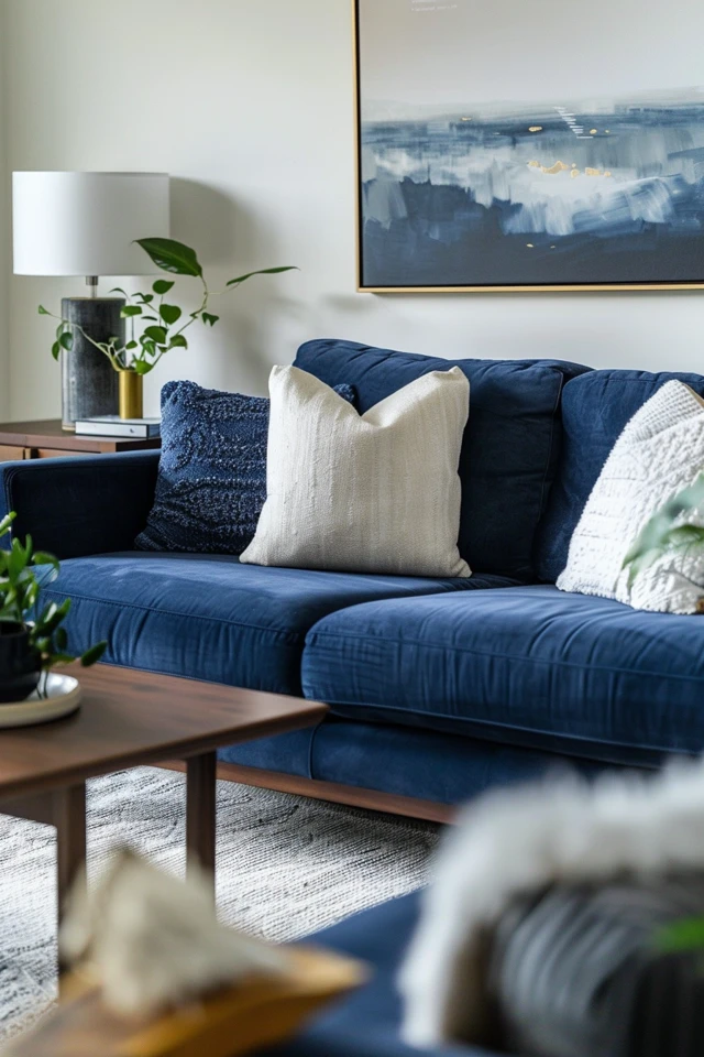 Elegant Home Decor Ideas with a Navy Sofa