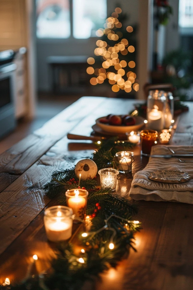 Incorporate Mini Trees or Bottle Brush Trees to Winter Kitchen Decor