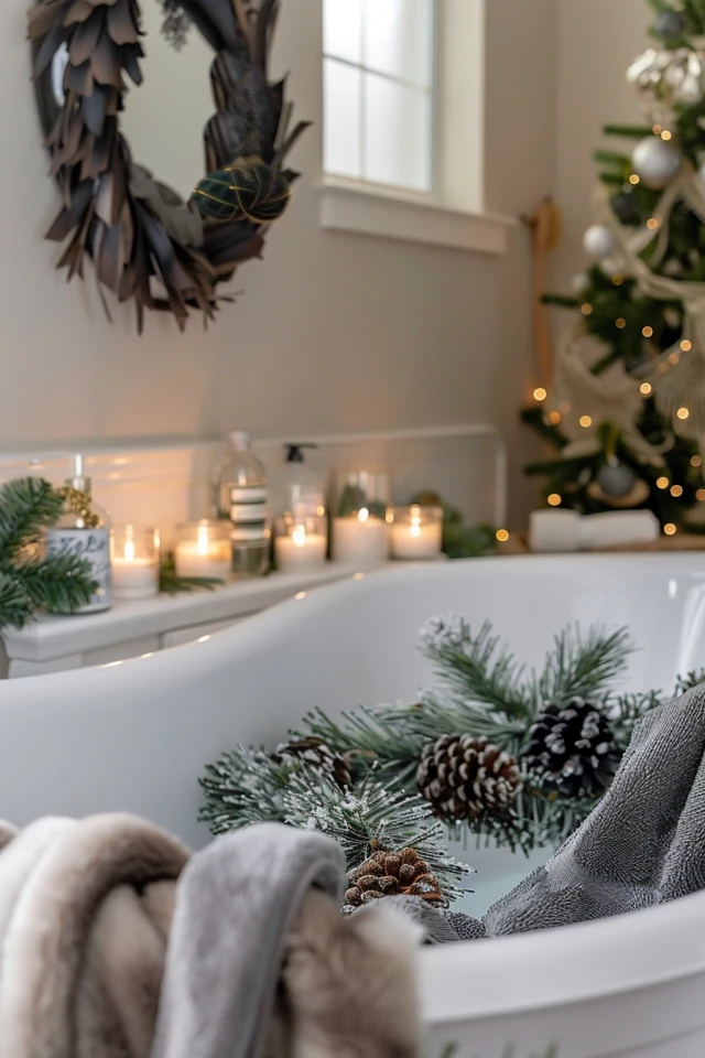 Elegant Christmas Theme Bathroom Decor