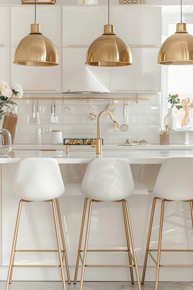 Elegant White and Gold Kitchen Design Inspirations