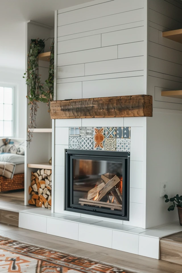 Mosaic Tile Fireplace Surround