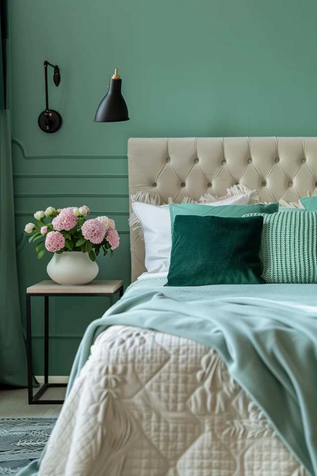 Mint Green with Beige and Brown