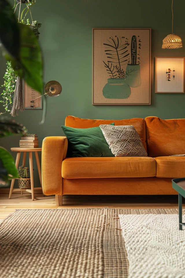 Earthy Charm: Brown and Green Living Room Ideas