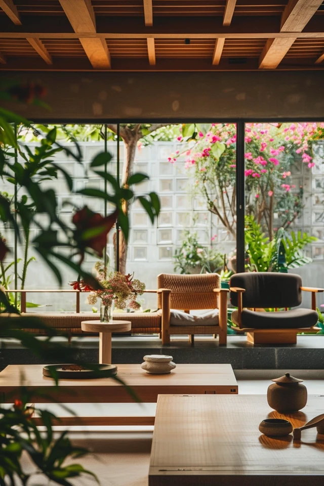 Calming Color Palette and Textural Contrast