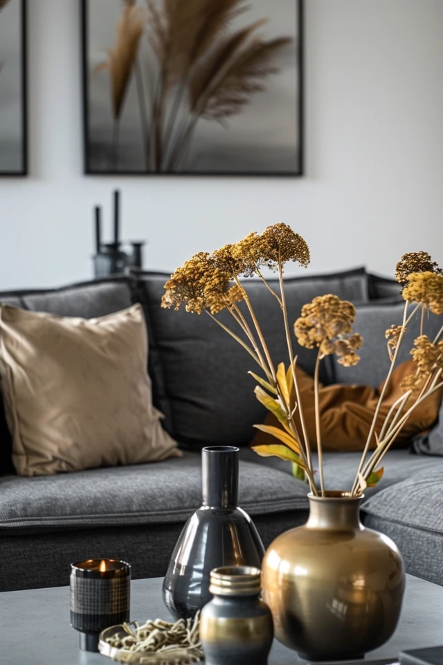 Elegant Grey, Black & Gold Living Room Decor Tips