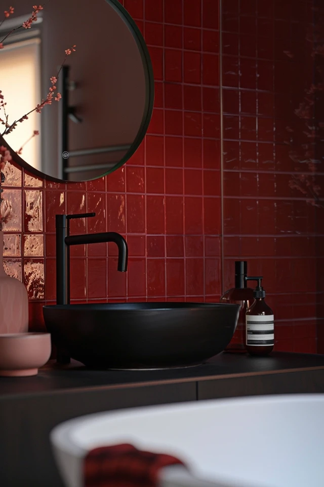 Red and Black Bathroom Ideas for Bold Interiors