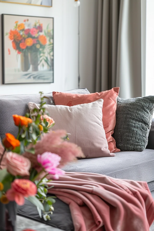 Light Pink and Grey Living Room