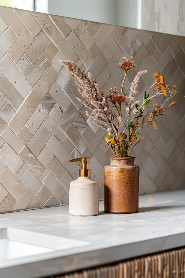 Creative Kitchen Designs with Basket Weave Tile Backsplashes