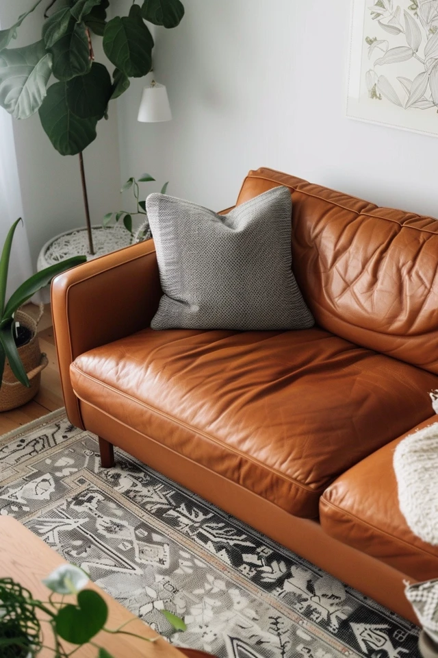 Layer with a Camel Leather Ottoman