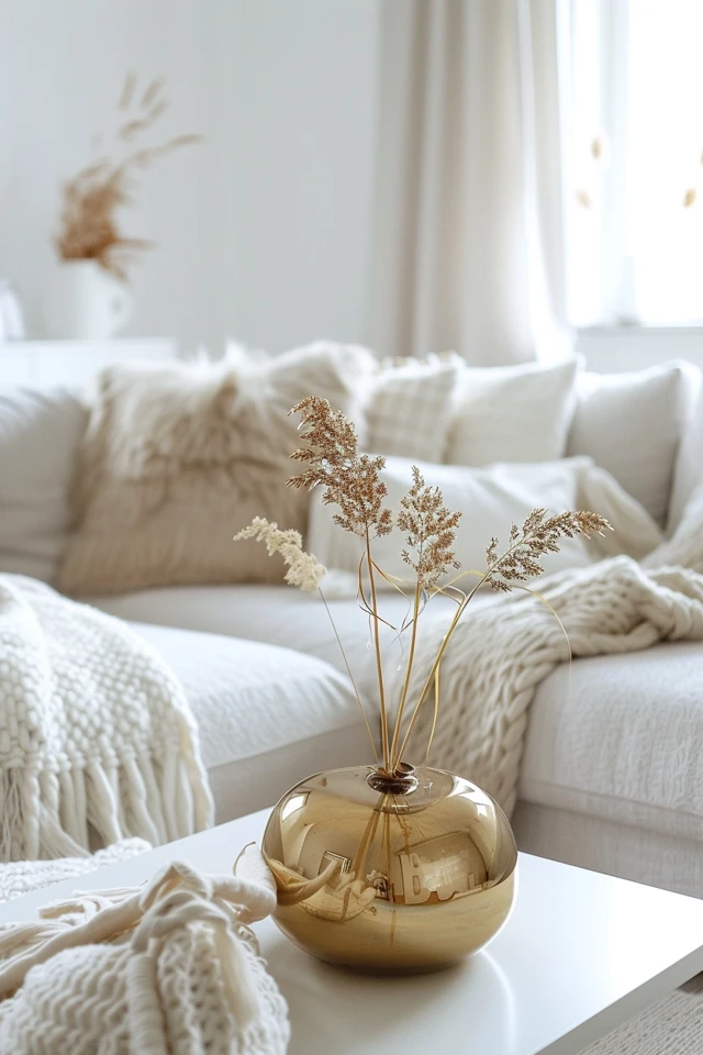Add Glamour to Your Neutral Living Room with Gold Accents
