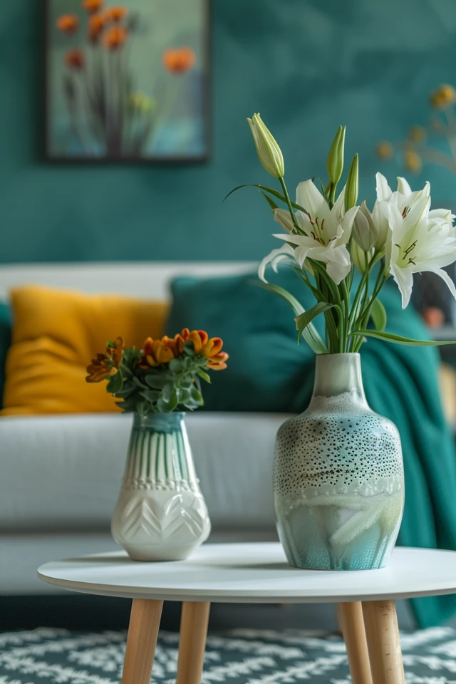 Tips for creating a cohesive teal and gray living room