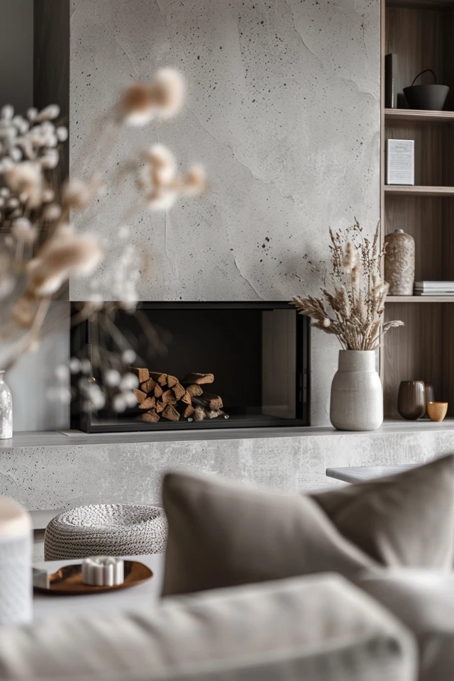 Black Tiled Modern Floor to Ceiling Fireplace