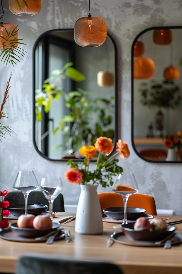 Reflective Dining Room Decor with Mirrors