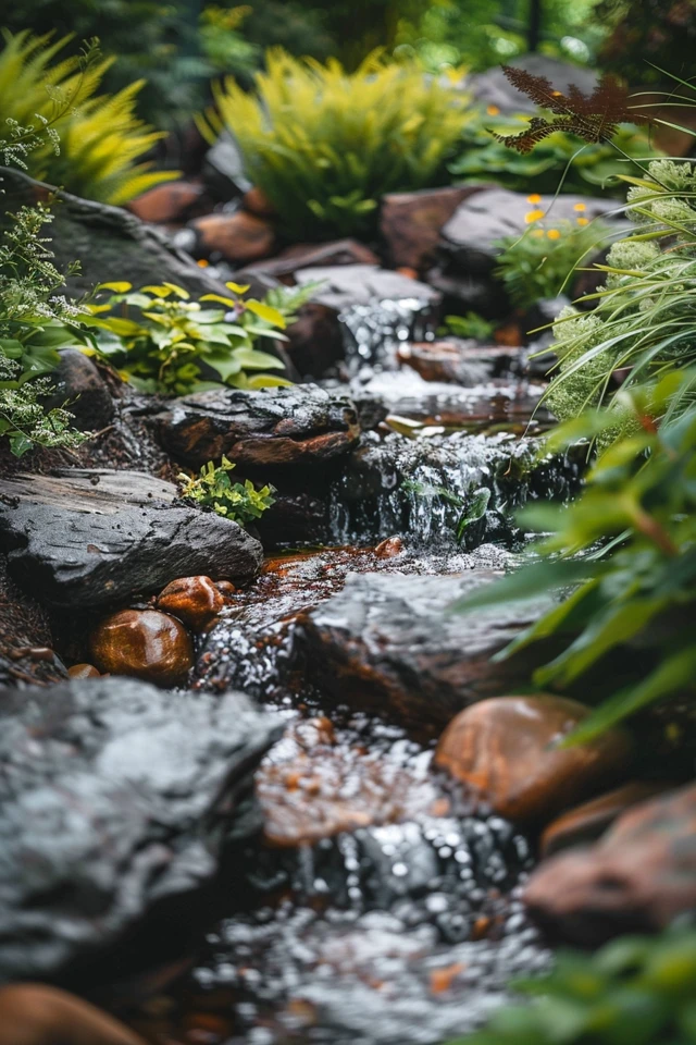Landscaping with Backyard Stream