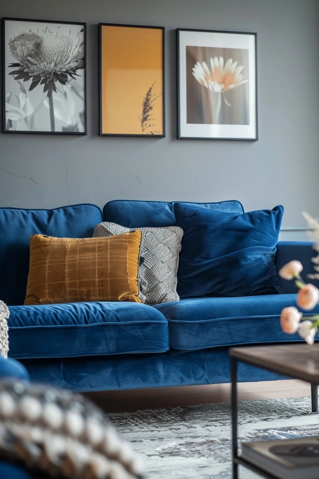 Chic Blue Velvet Sofa Living Room Ideas to Inspire