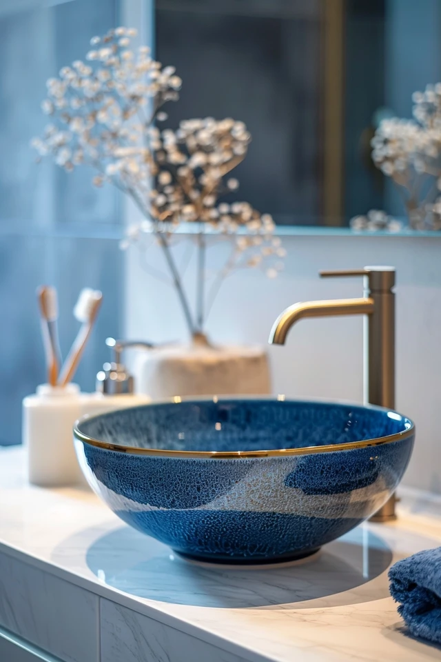 Elevate Your Space with Chic Blue and Gold Bathroom Ideas