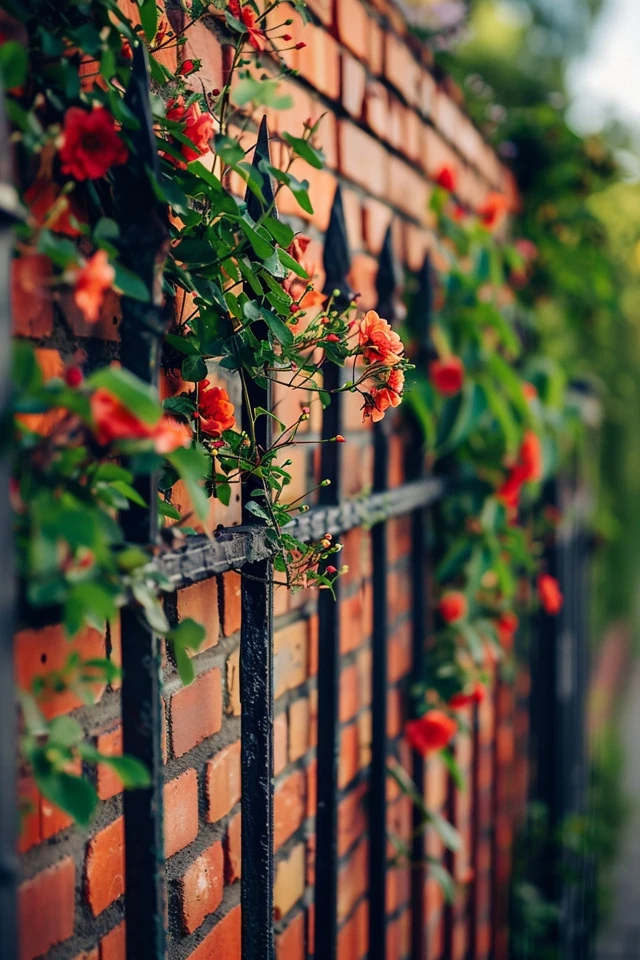 Brick Wall Fence Design Ideas for Landscaped Gardens
