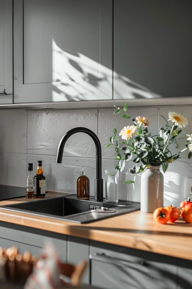 Gray Modern Kitchen Backsplash
