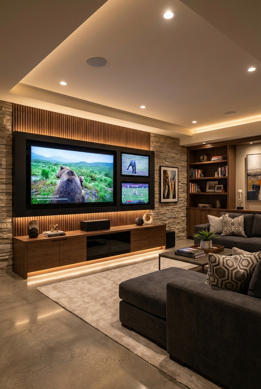 5 Tips for Designing Basement 3 TV Wall Ideas - Featured Image