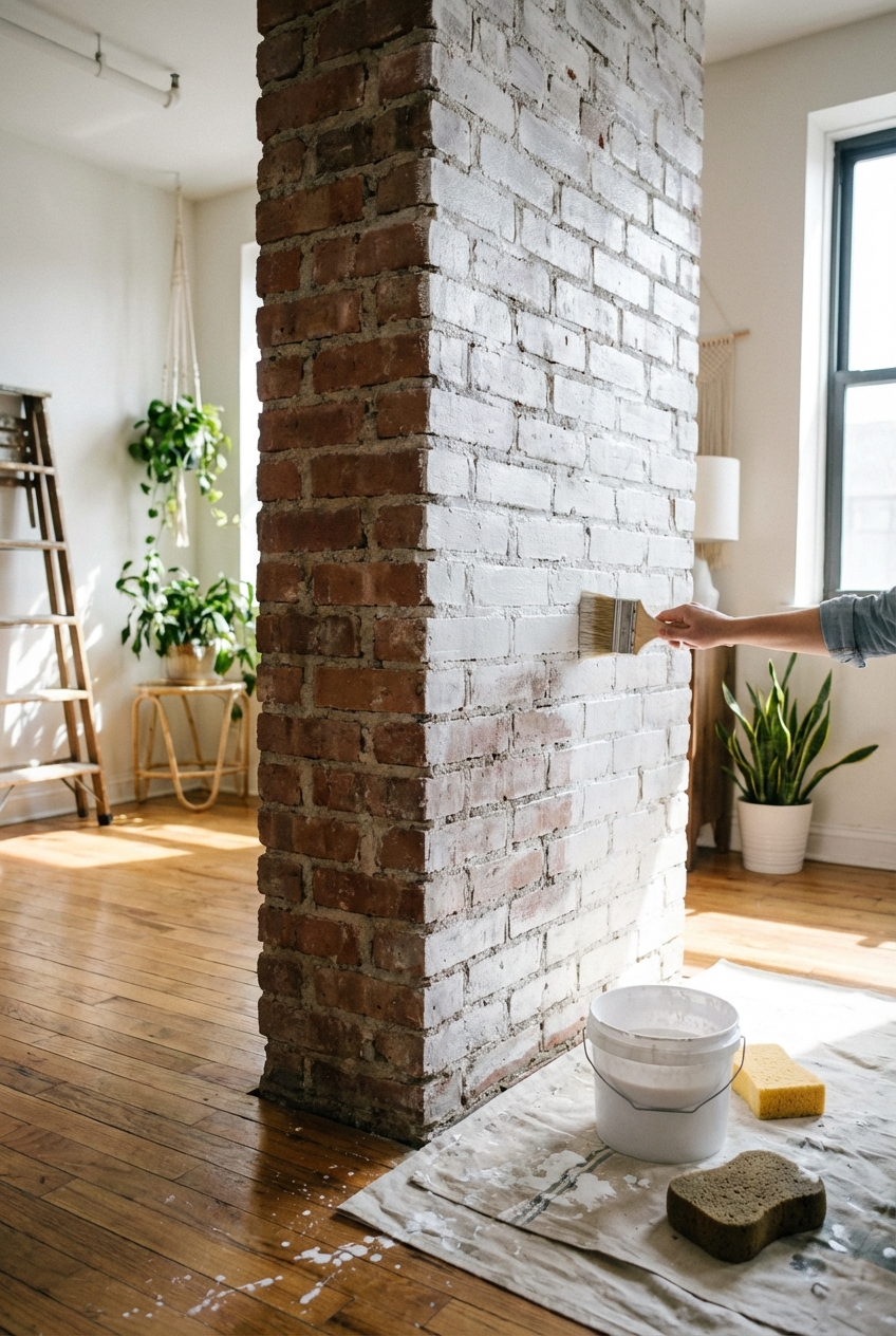How To Whitewash A Wall For A Rustic Finish - Featured Image
