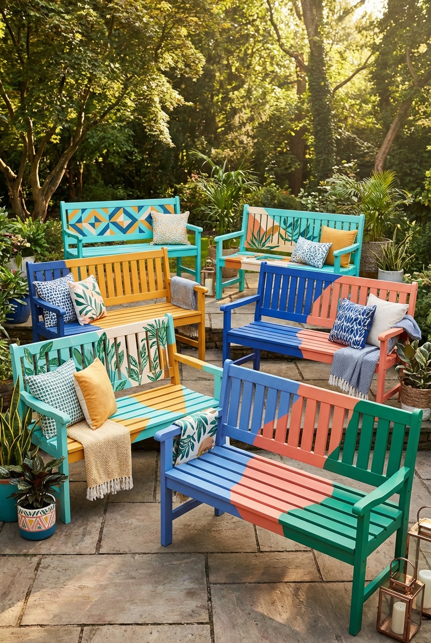Hand Painted Bench Ideas for Creative Outdoor Decor - Featured Image