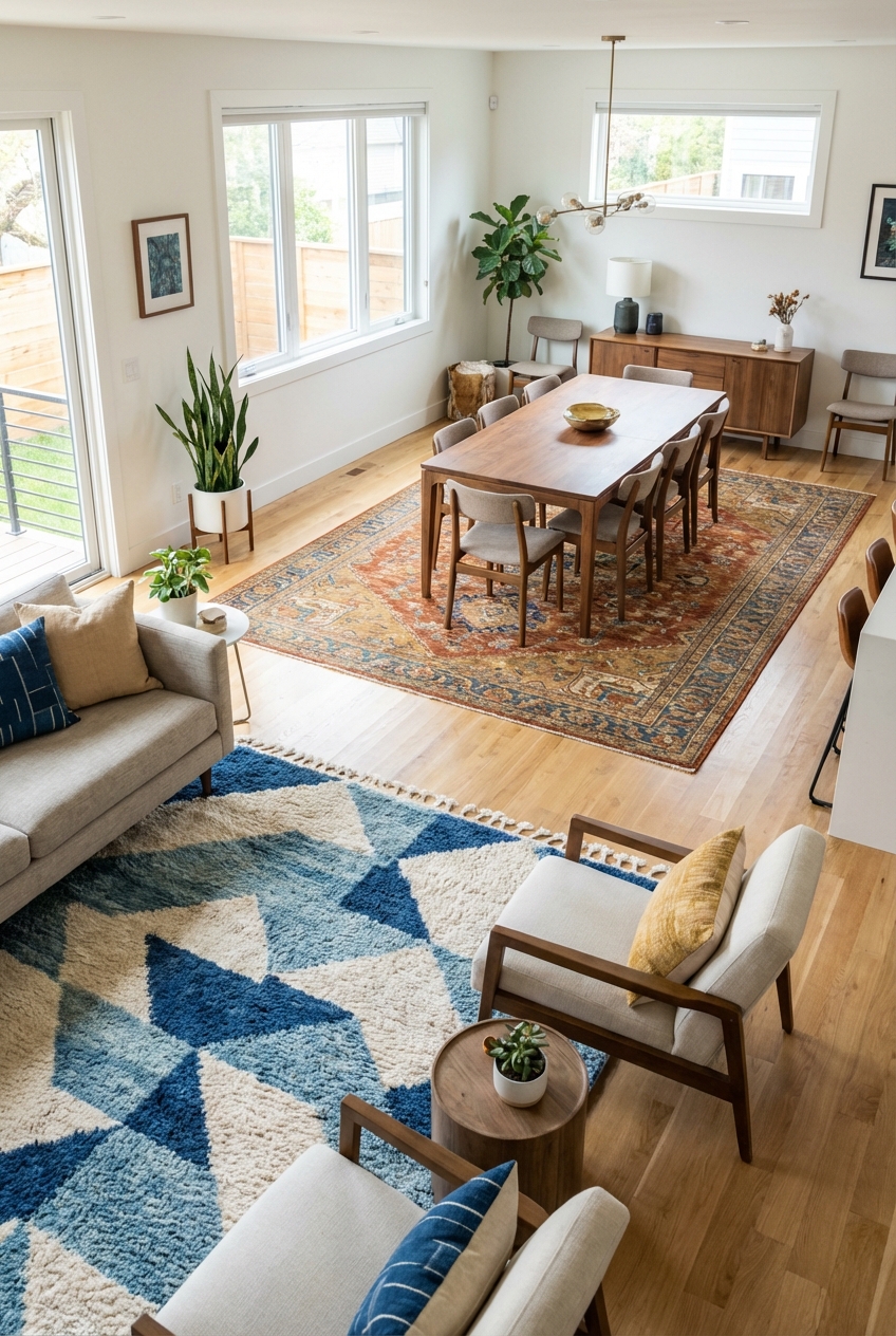 How To Match Area Rugs In Open Floor Plan: Design Strategy - Featured Image