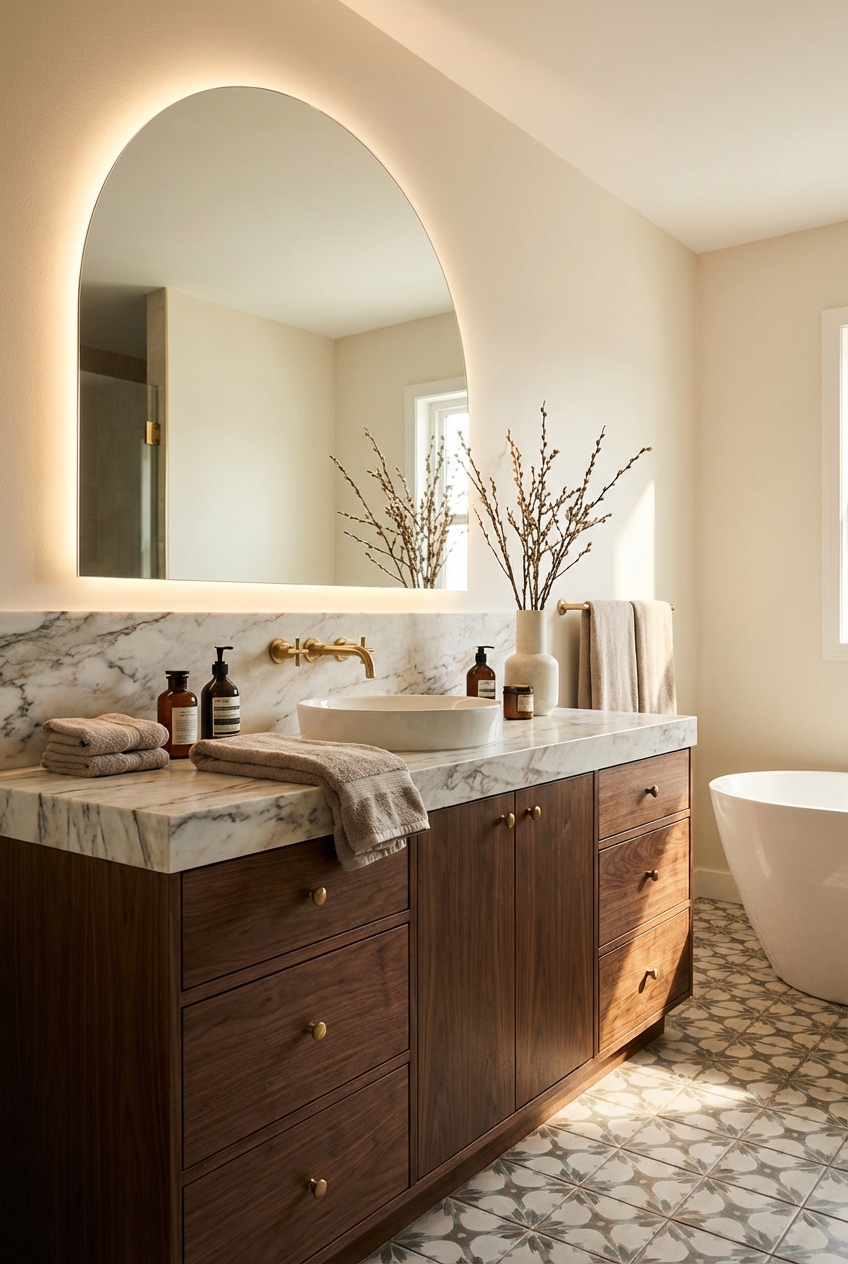 Chic Dark Brown Vanity Bathroom Makeovers - Featured Image