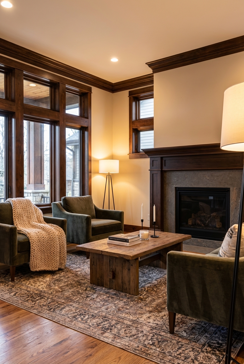Cozy Living Room Ideas with Dark Wood Trim - Featured Image