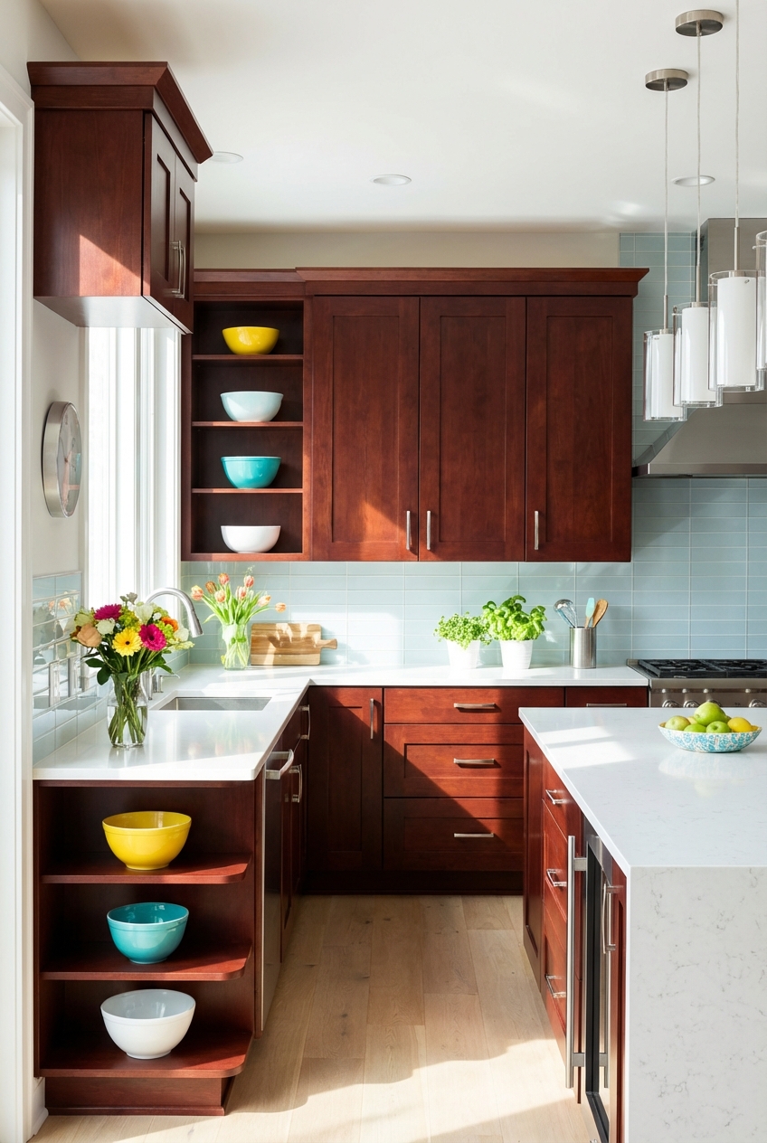Brighten Up Your Cherry Cabinet Kitchen Easily! - Featured Image