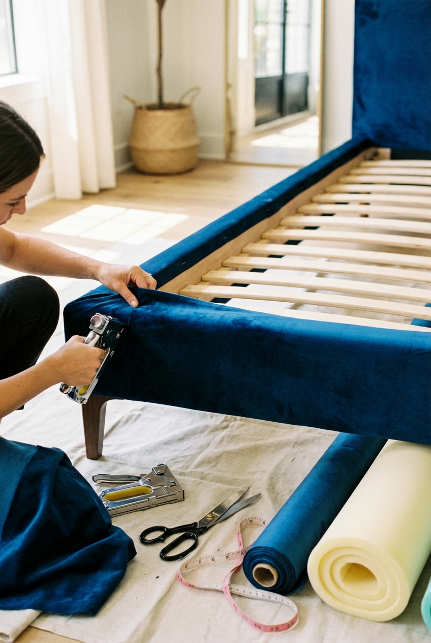 How To Cover Bed Frame With Fabric: DIY Upholstery - Featured Image