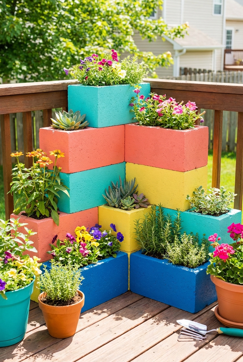 Colorful Cinder Block Garden Projects I Love - Featured Image