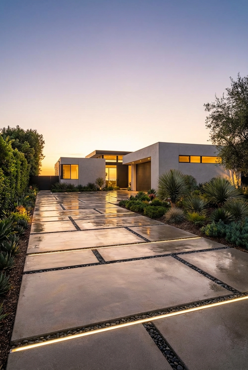 Modern Concrete Driveway Ideas for Stylish Curb Appeal - Featured Image