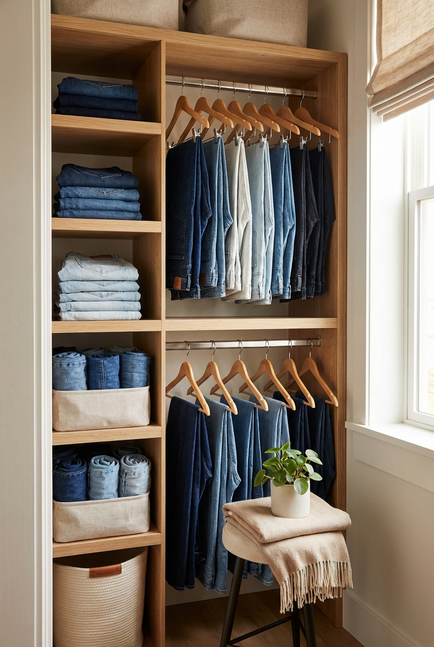 How To Store Jeans In A Small Closet: Organizational Hacks - Featured Image