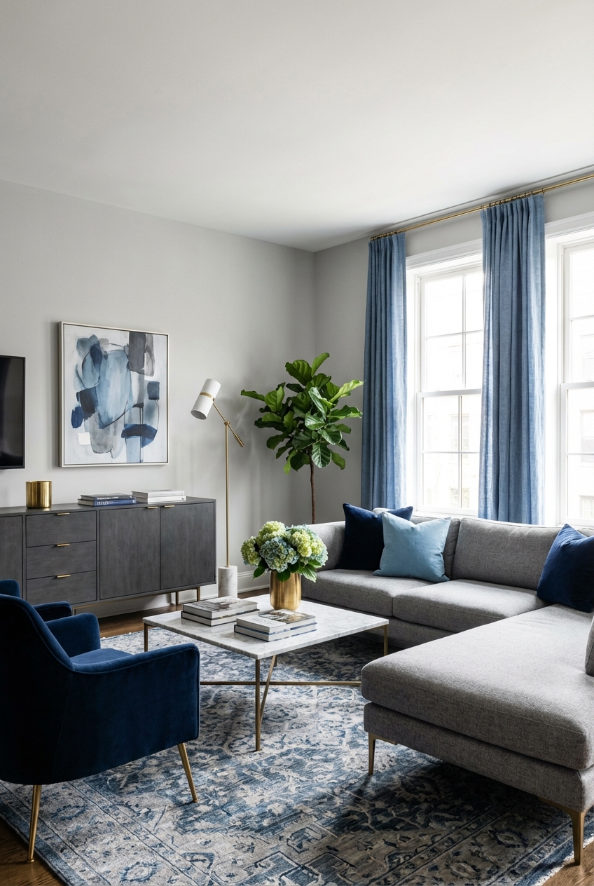 Chic Blue & Grey Living Room Ideas for Your Home - Featured Image