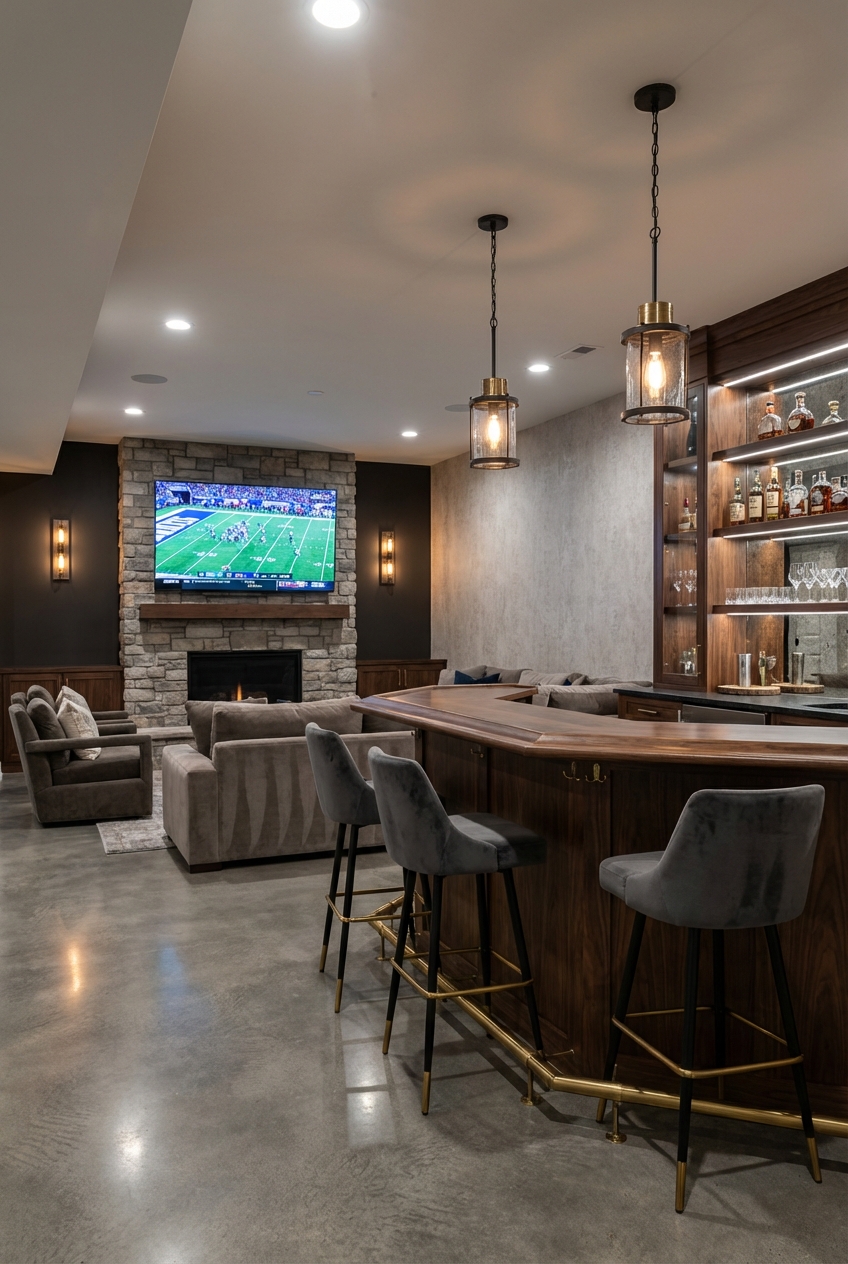 Chic Basement Bar Ideas with TV - Makeovers & Tips - Featured Image