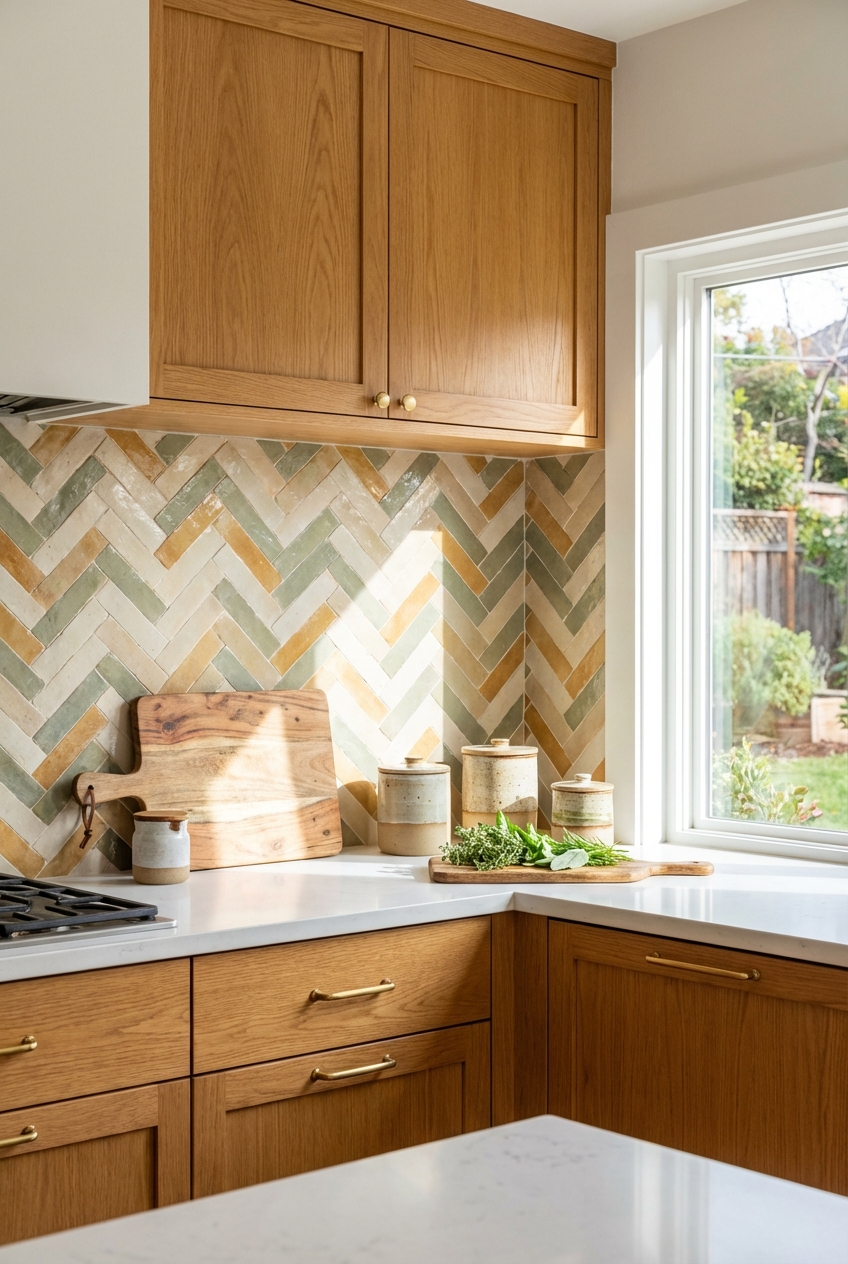 Honey Oak Kitchen Backsplash Ideas & Tips - Featured Image