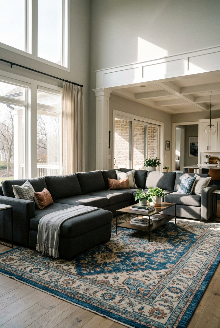 How To Place A Sectional On A Rug: Coordinated Living Space - Featured Image