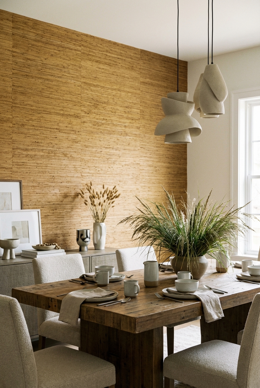 5 Tips for Using Grasscloth Wallpaper in Your Dining Room - Featured Image