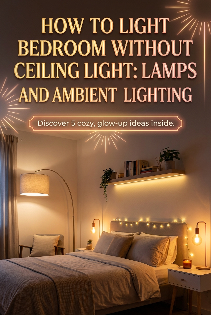 How To Light Bedroom Without Ceiling Light: Lamps And Ambient Lighting - Pinterest Image
